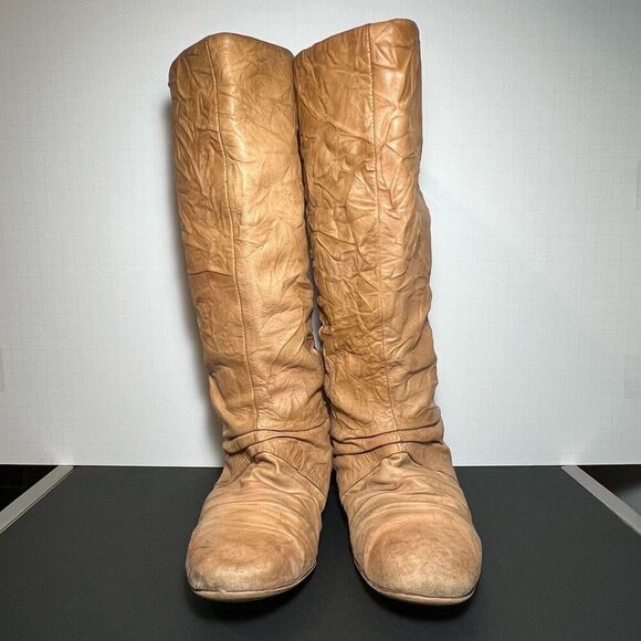 Womens SAM EDELMAN Berlin Tan Leather Knee High Boots / Size 7.5 Medium - Picture 2 of 8